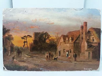 Vintage Antique Postcard Country Scene  Painting Of Eckington Worcs Posted 1907 • £5.75