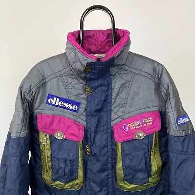 Ellesse Waterproof Ski Jacket Blue Vintage Coat Womens Medium • $6.85