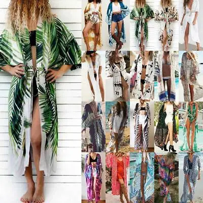 £13.59 • Buy Women Summer Beach Bikini Cover Up Swimwear Kaftan Kimono Sarong Long Maxi Dress