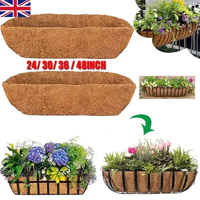 24-48'' Trough Coco Liner Planting Flower Wall Hanging Basket Planter Window Box • £6.85