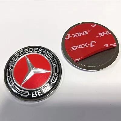 FOR Mercedes Benz Hood Black Red Flat Laurel Wreath Badge Emblem (Paste) • $14.97