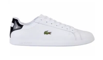 Lacoste Graduate 120 1 SMA Wht/Blk Trainer Mens Leather White Laces Retro • £70