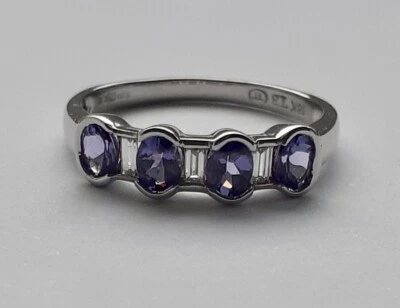 £310 • Buy 18ct Gold Iliana Tanzanite & Diamond White Gold Band Ring Size O