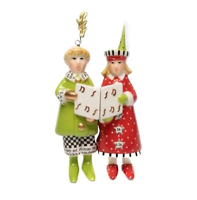 Mackenzie Childs Patience Brewster HOLIDAY CAROLERS Salt Pepper Shakers NEW/Box • $55.99