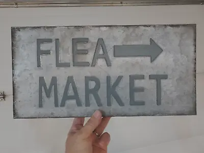 Flea Market Heavy Metal Sign  16 X 8  Arrow That Way  • $8.50