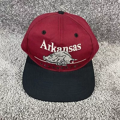 Vintage 90s Arkansas Razorbacks Snapback Hat Cap NCAA Red Twins Enterprises • $24.95
