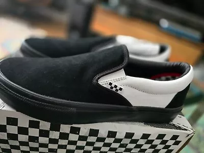 Vans Skate Slip On Black/Black/White - UK 9 - New In Box VN0A5FCAB8C1 • £10.50