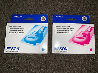 NEW SET LOT 2 GENUINE EPSON 48 INK Cartridges T0482 T0483 T048220 T048320 Cyan M • $15.99