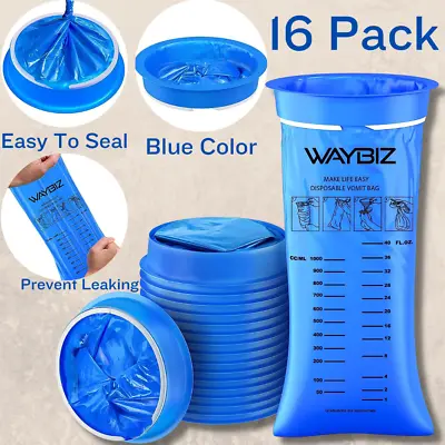 Vomit Bag Disposable Vomit Puke Throw Up Barf Bags 16 Pack 1000 ML • $12.19