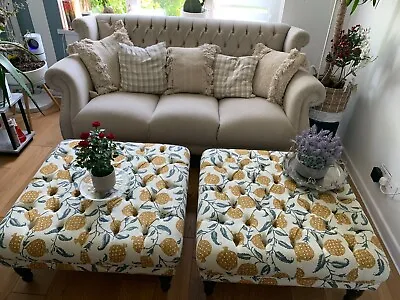 In Own Fabric Footstool Buttoned Chesterfield Style Coffee/occasional Table • £168