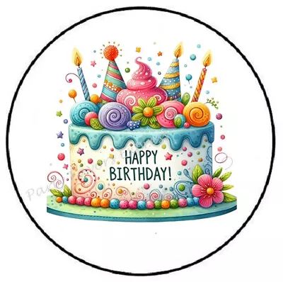 Happy Birthday Cake Envelope Seals Labels Stickers Party Favors • $4.99