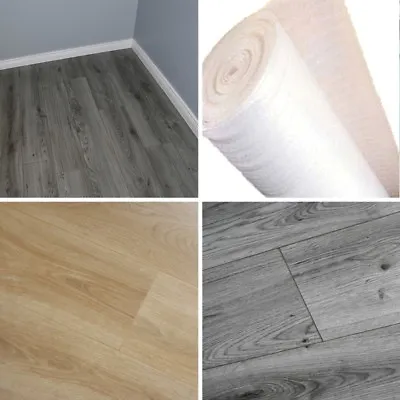 KRONO Cheap 7mm Laminate Flooring Wood Floor Oak Grey Quality Drop Lock Underlay • £36