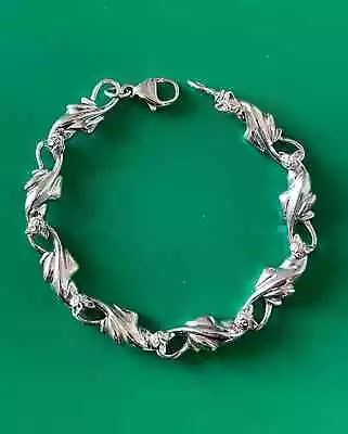 Vtg Early 90s 7  Bracelet Sterling Silver Linked Cats NEW Meier & Frank Oregon • $174.95