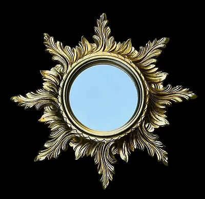 Vintage Mid-Century MCM Italian Gold Sunburst Mirror 19.5” Diameter • $499.95