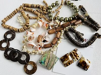 Job Lot Natural Jewellery Making Beads Shell Wood Abalone Snail Metal Coconut • £6.90