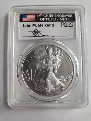 John M Mercanti 2018 W Pcgs MS70 Silver Eagle Struck At West Point First Day... • $40