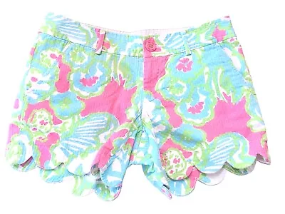 Lilly Pulitzer Size 0 The Buttercup Short Waffle Weave Scalloped Edge • $9.95