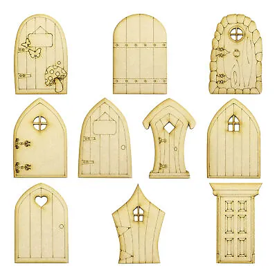 Fairy Doors - 10 Designs - Laser Cut Wooden 3mm MDF Pixie Elf Ready To Decorate • £80