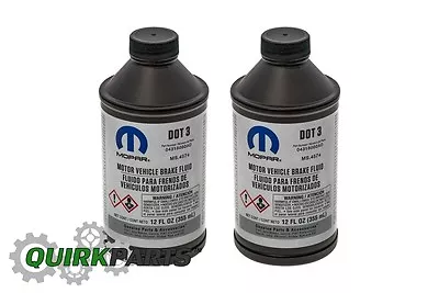 Two 12oz Chrysler Jeep Dodge Ram Brake Fluid Dot 3 (2-bottles) Mopar Oem New • $24.79