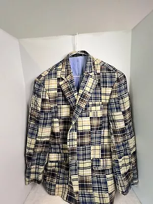 Polo Ralph Lauren Men's Size 42S Madras Plaid Patchwork Blazer Jacket • $110