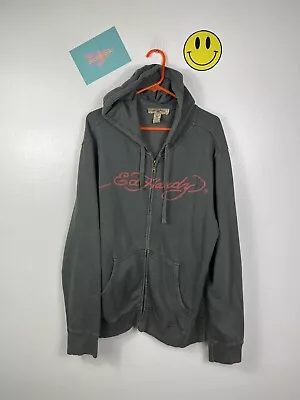 MENS ED HARDY ZIP UP HOODED SWEATSHIRT TOP SIZE XL CHEST 49” 99p Start Designer • £16