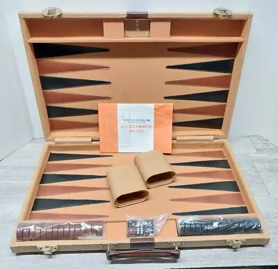 Vintage Cambor Backgammon Game Travel Case New Sealed Chips Beige Tan Excellent  • $27.99