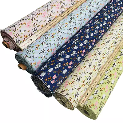 Farm Animals Cows Pigs Sheep Chickens Poly Cotton Fabric Per Metre 114cm Wide • £2.49