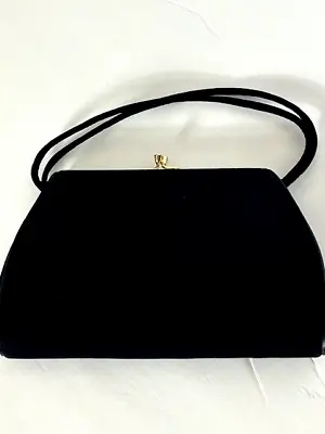 Vintage Harry Levine HL USA Black Clutch Handbag Purse Gold Clasp Classic • $28