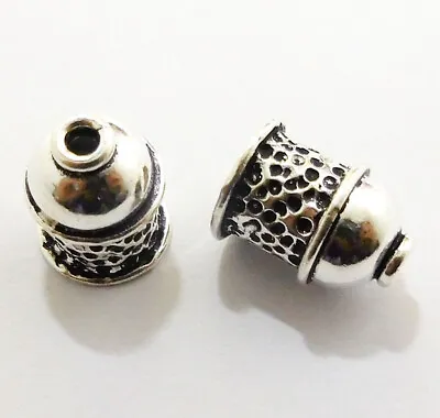 10 Pcs 10X14mm End Bead Cap Antique Silver Plated Jewelry Making  Vc-97 • $5.99