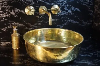 Brass Sink Moroccan Bathroom Sink Solid Brass Vessel Sink Golden Vessel • $400