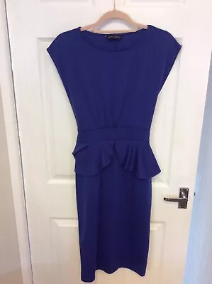 £4.85 • Buy Dorothy Perkins-Purple/Blue Round Neck S/Less Peplum Style Pencil Dress Size 10