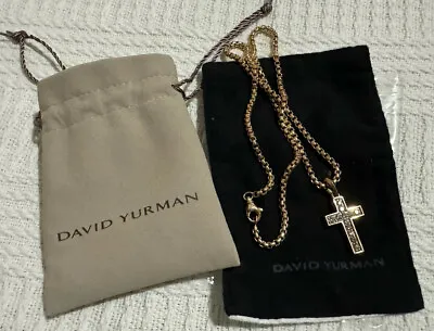 David Yurman - CROSS PENDANT & BOX CHAIN - 18K ROSE GOLD - PAVE COGNAC DIAMONDS • $5249.99