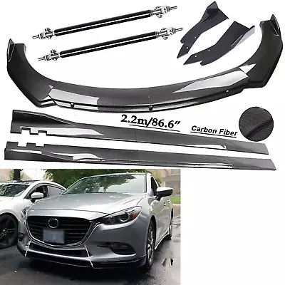 For Mazda 2 3 5 6 CX-5 Carbon Fiber Front Bumper Lip Spoiler 86.6  Side Skirt • $149.99