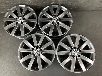 $895 • Buy (4) VW Volkswagen Golf Jetta Charcoal Gray/Silver Powder Wheels Rims + Caps 17 