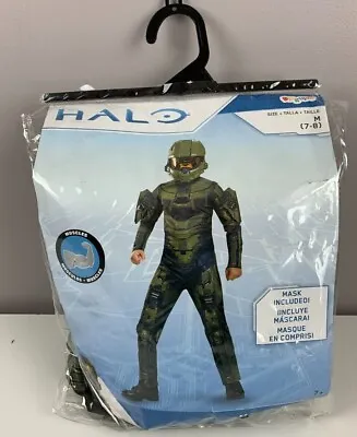Halo Master Chief Halloween Costume Disguise Child Medium 7/8 Bodysuit Mask NEW  • $19.96