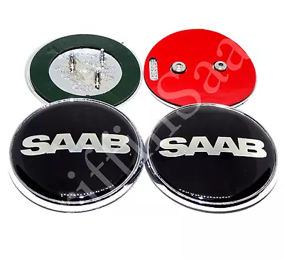 2 X Saab Nevs Black 93 9-3 Convertible Badge Set 98-03 Front Bonnet Rear Boot • $49.49