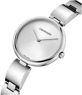 CALVIN KLEIN Wavy Quartz Silver Dial Ladies Watch K9U23146 • £99