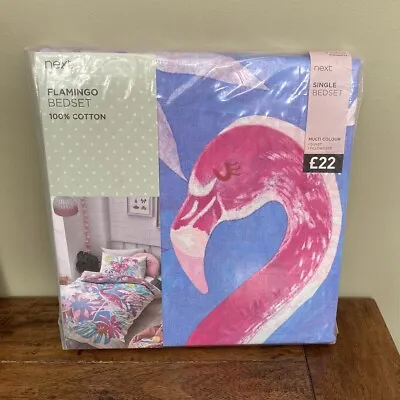 £12.99 • Buy Next - Flamingo 100% Cotton Reversible Single Duvet Set Childrens Kids BNIP