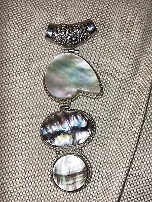 Abalone Pearl Seashell Triple Stacked Pendant • $9.99