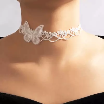 Fashion White Butterfly Choker Timeless Lace Clavicle Chain Jewelry Women Girls • $12.98