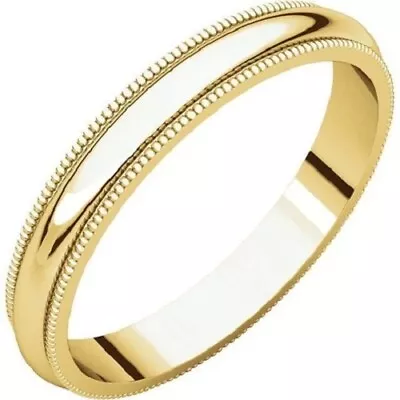2.5mm 14K Solid Yellow Gold Milgrain Half Round Comfort Fit Wedding Band Ring • $138