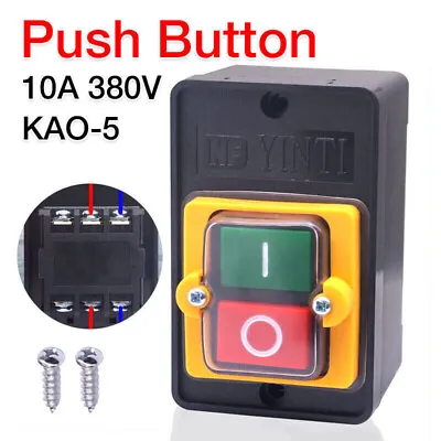 Push Button Motor Drill Switch For 10A 220V/380V KAO-5 ON/OFF Machine Waterproof • £8.69