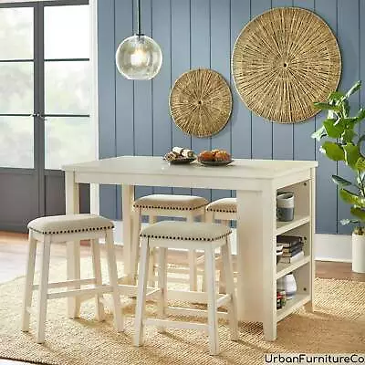 5-Piece Storage Counter Height Pub Set Dining Kitchen Table And Chairs Furniture • $812