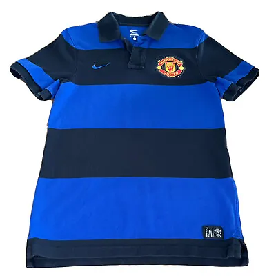 Nike Manchester United FC Polo Shirt Black Blue Cotton Shirt Men’s Small • $25