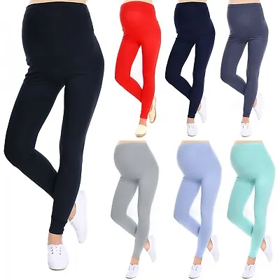 Ladies FULL MATERNITY Leggings Ankle Length Stretchy Over Bump Pregnancy Pants • £6.99