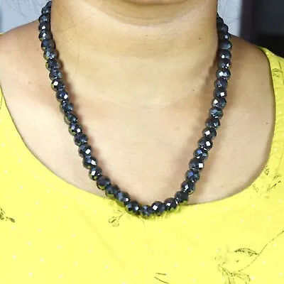 $199 • Buy 7mm Certified Black Diamond Beaded Necklace Worn By Celebrites,Baseball Players