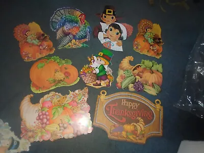 9 Vintage Die-Cut Thanksgiving Decorations Retro/Beistle/Happy Thanksgiving • $32.99