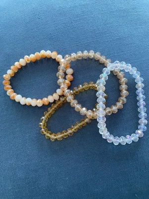 £1.50 • Buy Adrian Buckley Glass Bead Stretch Bracelets, Set Of 4, Neutral Colours