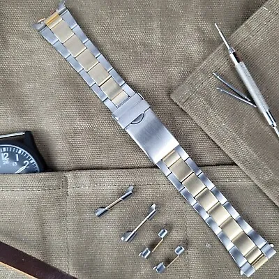 £19.95 • Buy Luxury Two Tone Gold Silver Steel Watch Bracelet Strap | 18mm 20mm 22mm 