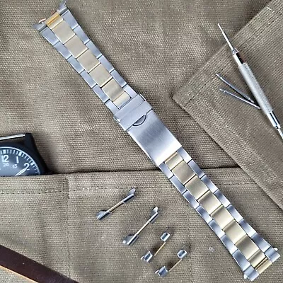 £19.95 • Buy Luxury Two Tone Gold Silver Steel Watch Bracelet Strap | 18mm 20mm 22mm 